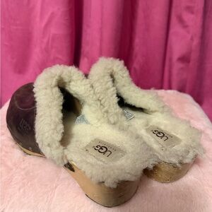 UGG Women's Sheepskin Lined Clogs - Cream and Brown